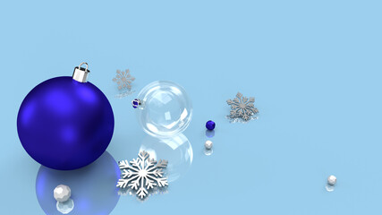 3D rendering Christmas background with balls and snowflakes