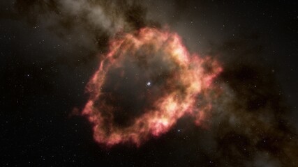 Space background with realistic nebula and shining stars. Colorful cosmos with stardust and milky way. Magic color galaxy. Infinite universe and starry night. 3d Render