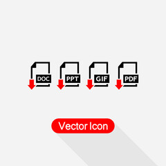 Download DOC,PTT,GIF,PDF File Icons Download Document Icon Vector Illustration Eps10