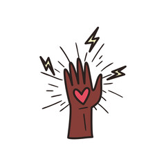 heart on black hand line and fill style icon vector design