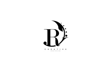 R letter rounded flourishes ornament monogram logo