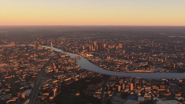 Bird's Eye View Of London. London Aerial Photography. London Panorama From Above. Photorealistic 3D Render.