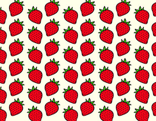 Strawberry repetition pattern over White background. Fashion, meals and decorative concept