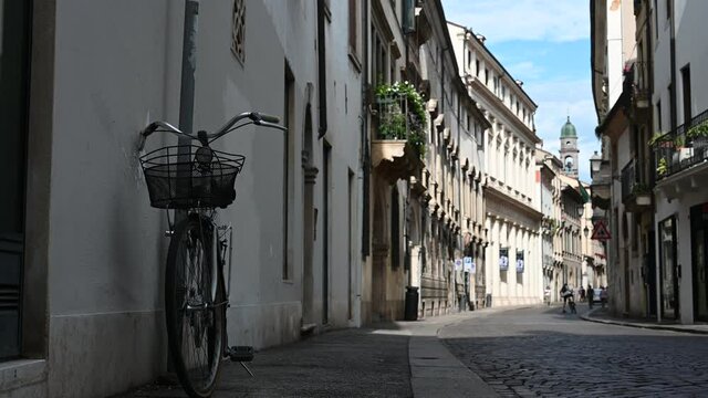Vicenza, Veneto, Italy - Walking through the historic center of Vicenza, among the palaces and ancient monuments among unknown tourists