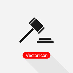 Judge Hammer Icon, Judge Gavel Icon Vector Illustration Eps10