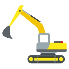 Yellow Excavator Simple Vector illustration