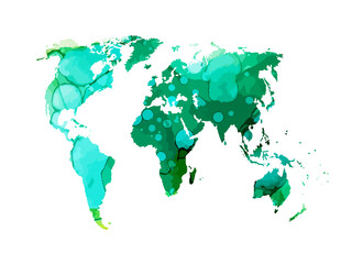 A multi-colored map of the world. Vector illustration