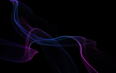 Dark abstract background with a glowing abstract waves