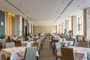 Interior of a empty hotel restaurant