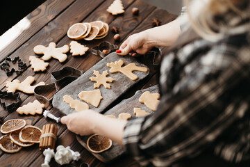 Baking christmas gingerbread cookies. Home cooking