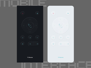 Remote control neumorphic design kit with neumorphism style. App UI, UX templates. GUI for mobile application. vector illustrations for mobile phone interface.  Pixel Perfect,  375x812 pixel.
