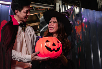 Portrait of couple dressing halloween costume