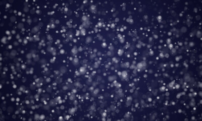 Abstract blurred white glitter particles on gradient blue background