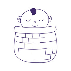 baby shower, little boy in basket cartoon, celebration welcome newborn