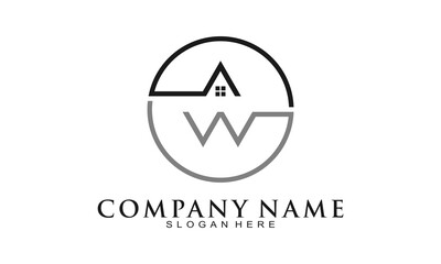 Abstract AW with house illustration vector design