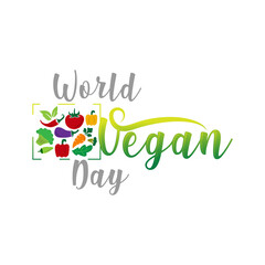 World vegan day Lettering. Vector illustration on white background