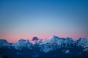 sunset afar in the mountains