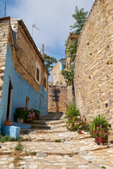The white ladder street of Pano Lefkara village. Larnaca District. Cyprus