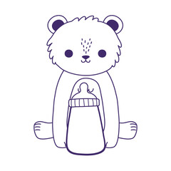 baby shower, cute little bear with milk bottle, celebration welcome newborn