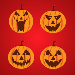 pumpkin cartoon character halloween flat design decorative ornament spooky object