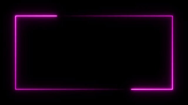 Rectangular glowing neon frame on alpha channel background.