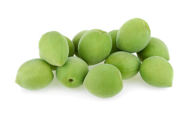green plum fruit isolated on white background