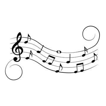 Music notes swirl, musical design element, vector illustration.