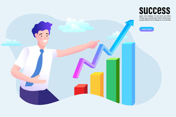 business man pushing graph