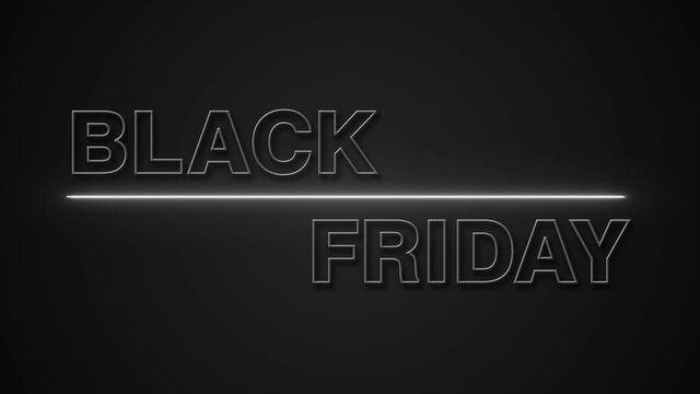 Animation 4P. 4096x2304P. Black Friday sale neon sign banner background for promo video. concept of sale and clearance