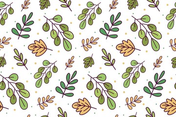 Leaves doodle seamless pattern vector illustration