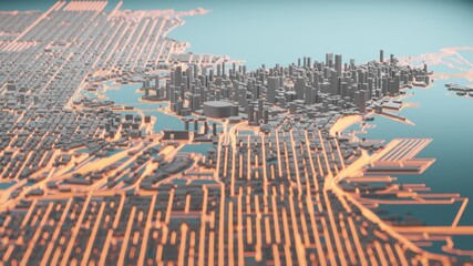 Fototapeta na wymiar Smart city and Urban landscape. City Top View of landscape Building. city model and city metropolis architectural landscape. 3D Render.