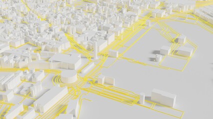 Smart city and Urban landscape. City Top View of  landscape Building. city model and city metropolis architectural landscape. 3D Render.