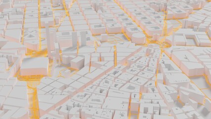 Smart city and Urban landscape. City Top View of  landscape Building. city model and city metropolis architectural landscape. 3D Render.