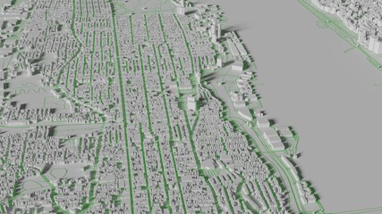 Smart city and Urban landscape. City Top View of  landscape Building. city model and city metropolis architectural landscape. 3D Render.
