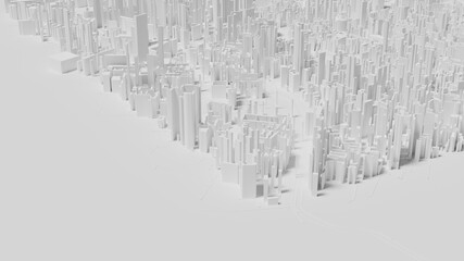 3D Render. Smart city and Urban landscape. City Top View of  landscape Building. city model and city metropolis architectural landscape.