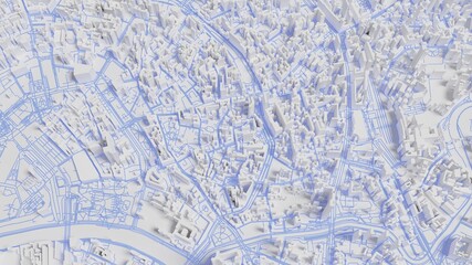Obraz premium 3D Render. Smart city and Urban landscape. City Top View of landscape Building. city model and city metropolis architectural landscape.