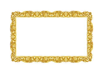 old decorative gold frame - handmade, engraved isolated on white background with clipping path included.