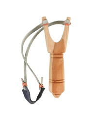 wood catapult isolated on white background with clipping path included.