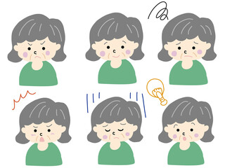 お婆さん　喜怒哀楽　セット