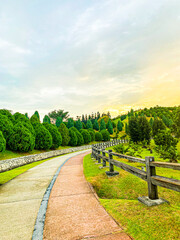 Fototapeta premium road path garden and fence at Saujana Hijau, Putrajaya