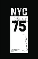 NYC t-shirt and apparel design with grunge effect and textured lettering. Vector print, typography.
