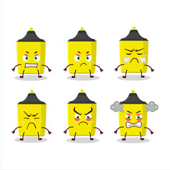 Yellow highlighter cartoon character with various angry expressions