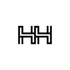 initial letter hh line stroke logo modern 