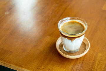 Dirty Coffee - A glass of espresso shot mixed with cold fresh milk