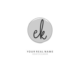 E K EK Initial letter handwriting and signature logo. A concept handwriting initial logo with template element.