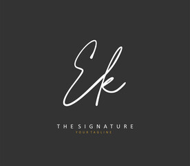 E K EK Initial letter handwriting and signature logo. A concept handwriting initial logo with template element.
