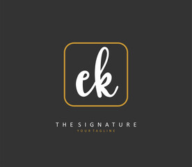 E K EK Initial letter handwriting and signature logo. A concept handwriting initial logo with template element.