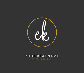 Fototapeta premium E K EK Initial letter handwriting and signature logo. A concept handwriting initial logo with template element.