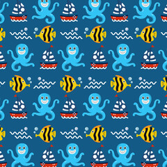pattern sea under the sea concept illustration vector design 10