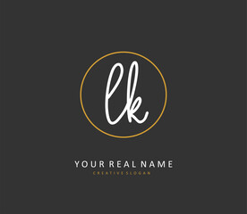 L K LK Initial letter handwriting and signature logo. A concept handwriting initial logo with template element.